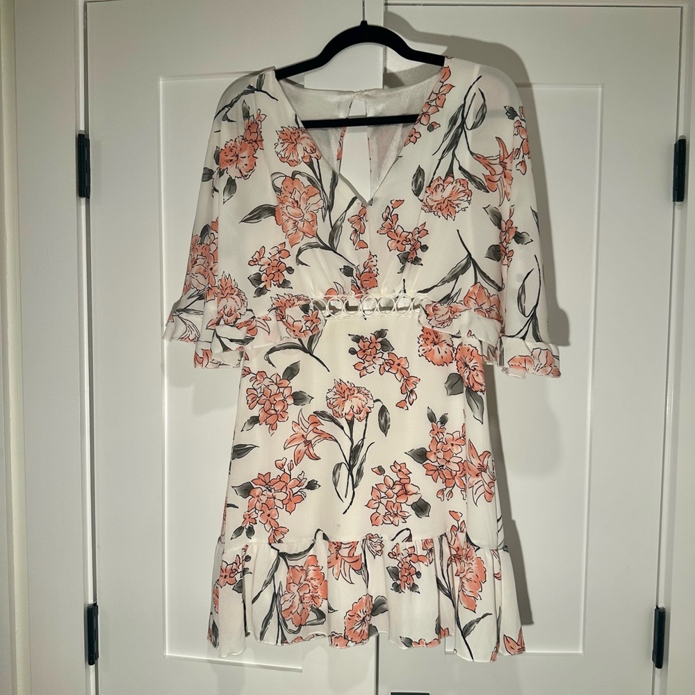 Floral white mini dress